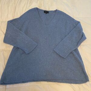 Something Navy Blue Oversized V-Neck Knit Sweater